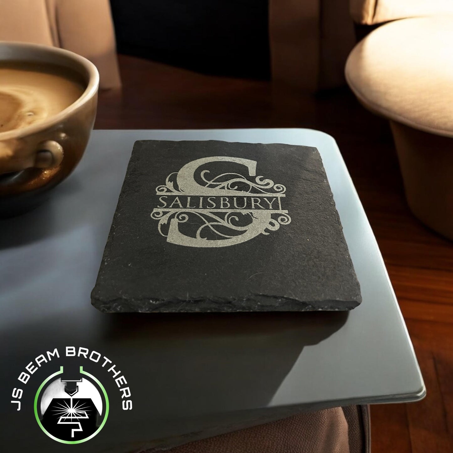 Custom Engraved Slate Coasters 2pc